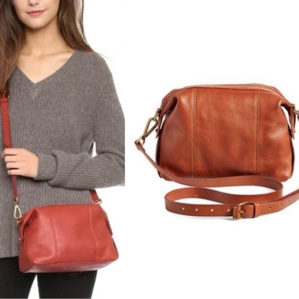 MADEWELL Mini Glasgow cognac leather Crossbody Bag